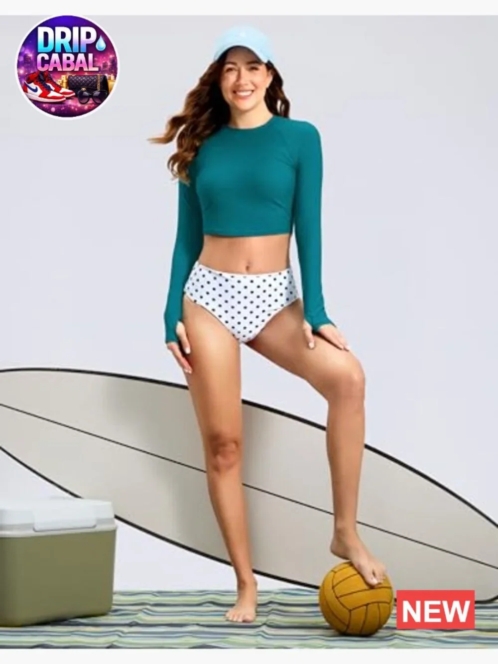 Long Sleeve Crop UPF 50+ Sun Protection Rash Guard Swim Top Quick Dry